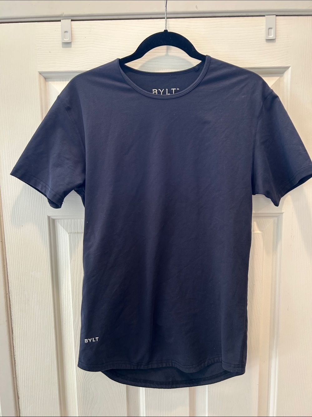 BYLT Premium Basics Drop-Cut Lux T-Shirt Men’s Small Navy Crew Neck Minimalist